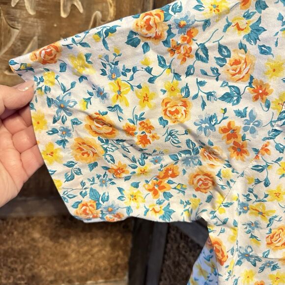 Vintage Pearl River Clothing Co  Womens L Floral Blouse Top Orange C13 - Picture 8 of 9